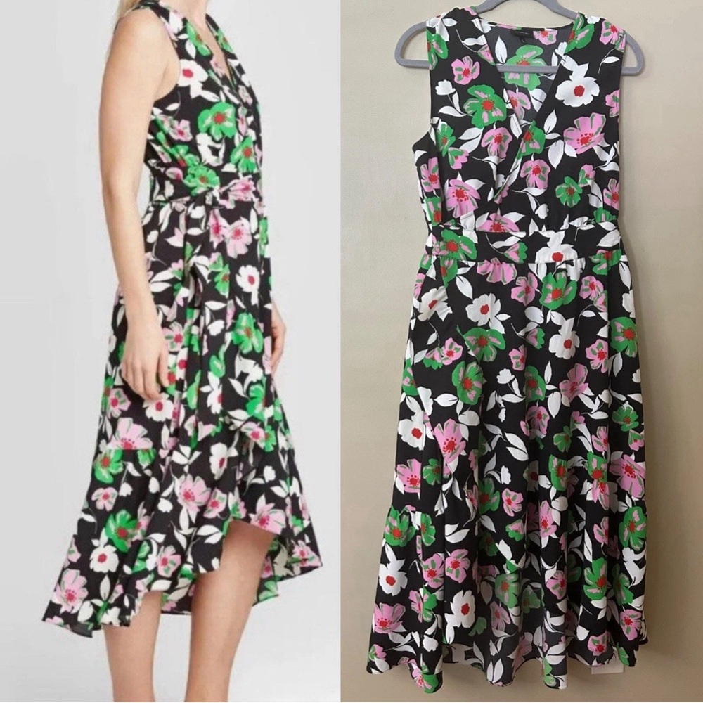 Who What Wear Floral High Low Dress MIDI Wrap Dress
